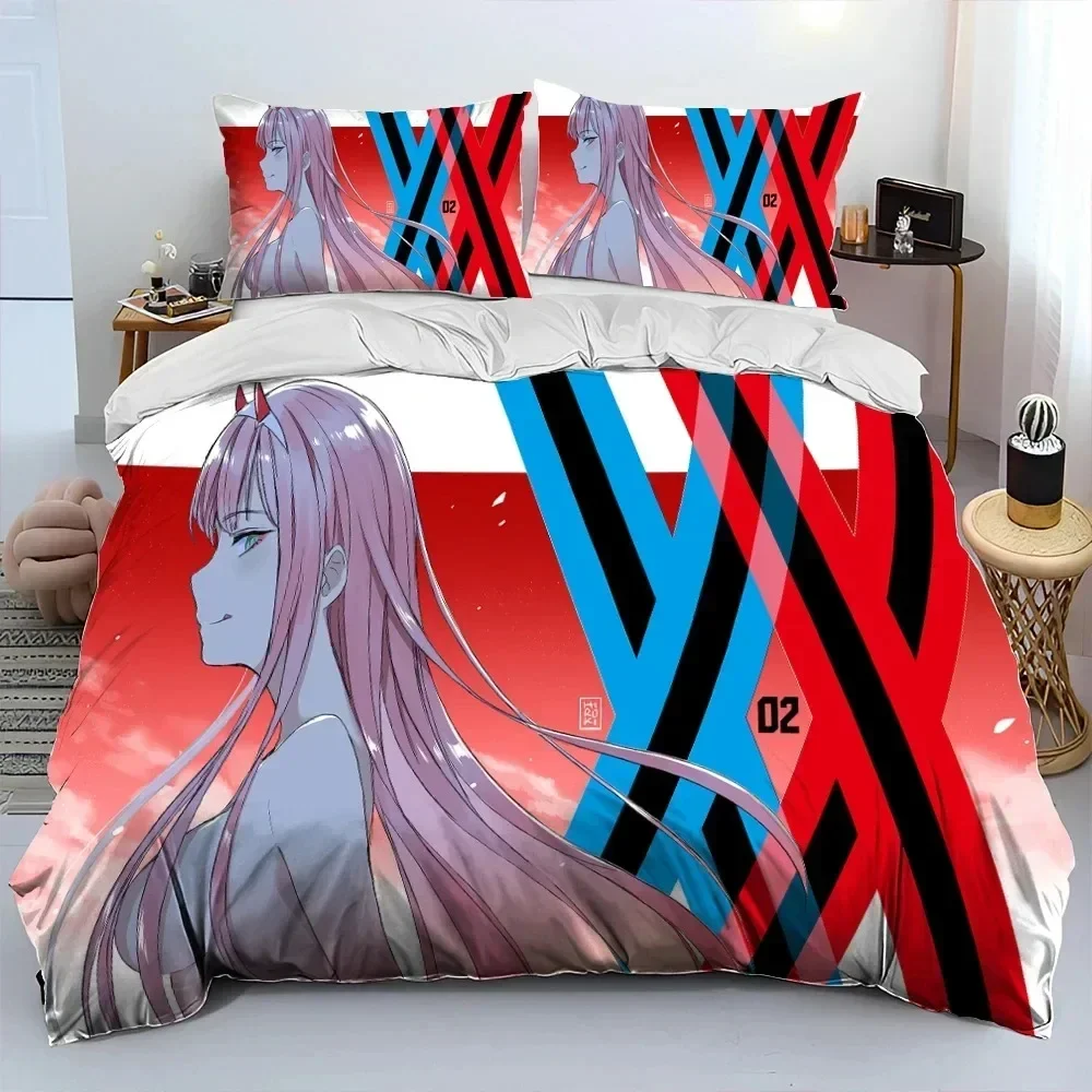 

Zero Two DARLING In The FRANXX 3D NEW Duvet Cover Pillowcase Bedding Set Adult Boy Girl Bedroom Decoration Single Double Large