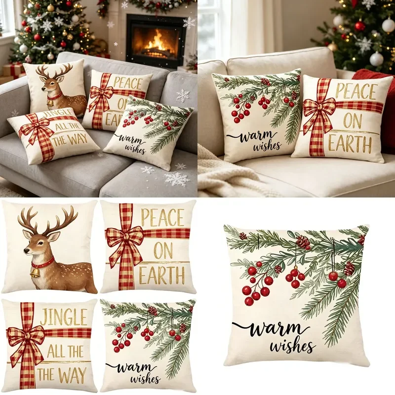 Cross-border temu Christmas pillow cover autumn set combination seat cushion living room decoration sofa pillow wholesale