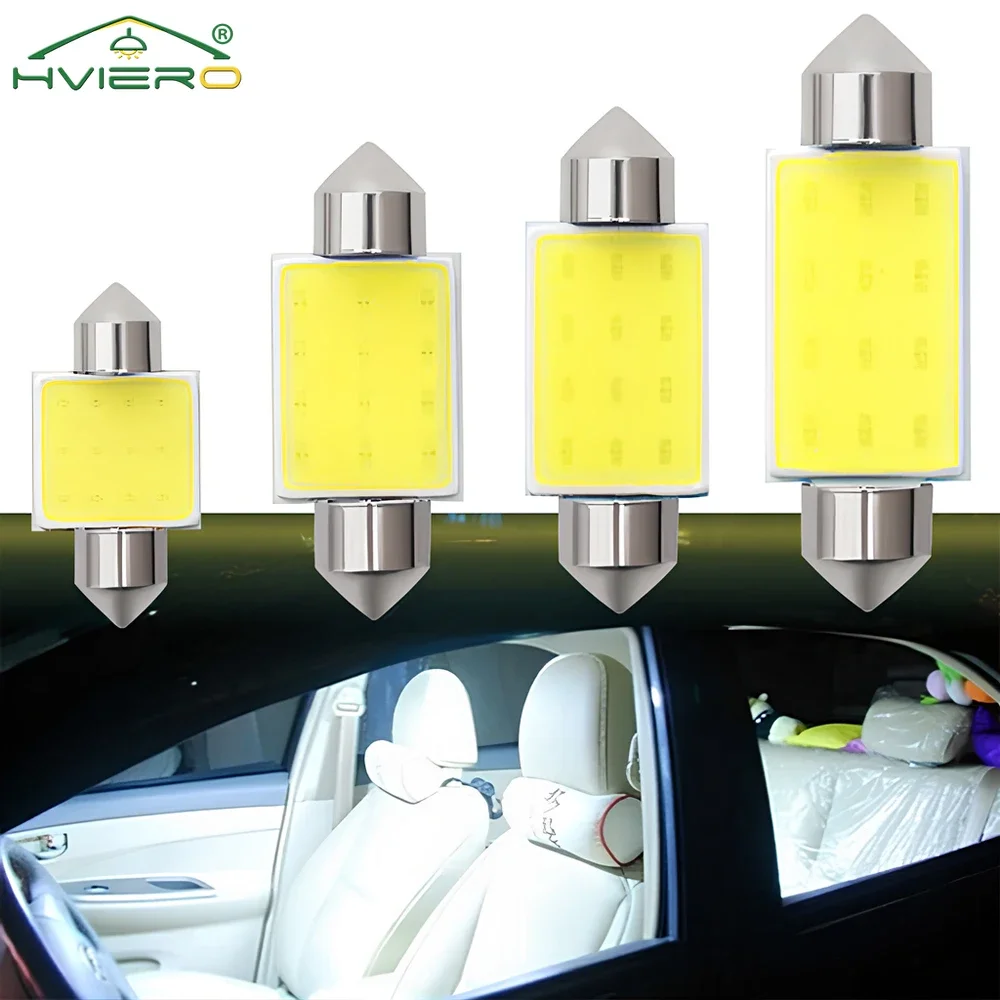 10 pçs branco cob festão cúpula luzes lâmpada de leitura 31mm 36mm 39mm 41mm c5w c10w auto led porta backup lâmpada cauda lâmpadas dc 12v modificar