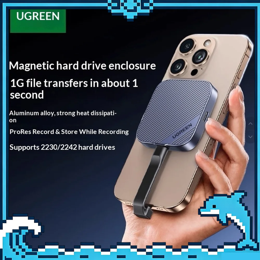 UGREEN 45367 CM899 Magnetic M.2 NVMe SSD Enclosure 10Gbps for iPhone 16 15 ProRes 2230 2242.
