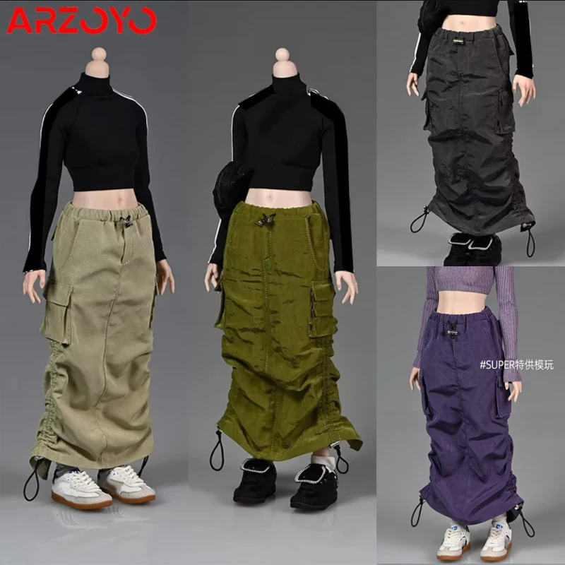 1/6 Scale Fashion Women's Solider Workwear Functional Pleated Long Skirt Model for 12Inch Female Action Figure Doll