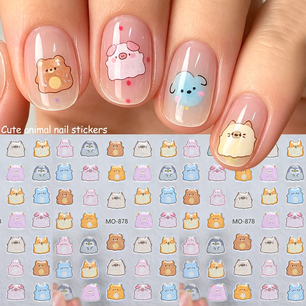 3D Crystal Jelly Cat-Eye Resin Nail Stickers – Cute Pet Kitten DIY Nail Art Decorations & Embossed Animal Bubble Stickers