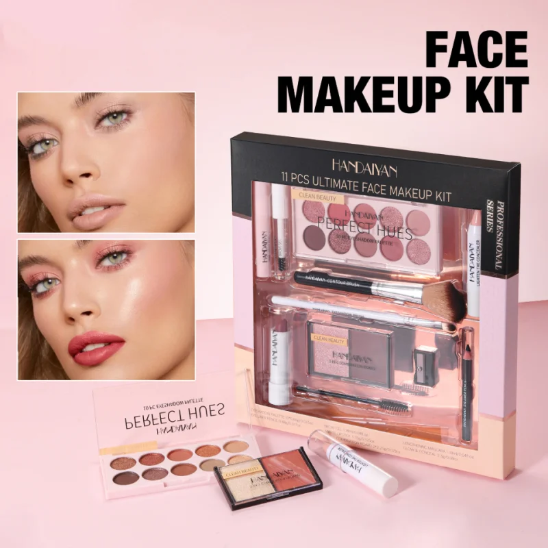 Professional Makeup Kit 11 Pieces Shadow Contour Blusher Set Waterproof Highly Pigmented Smudge Proof Face Cosmetics Collection