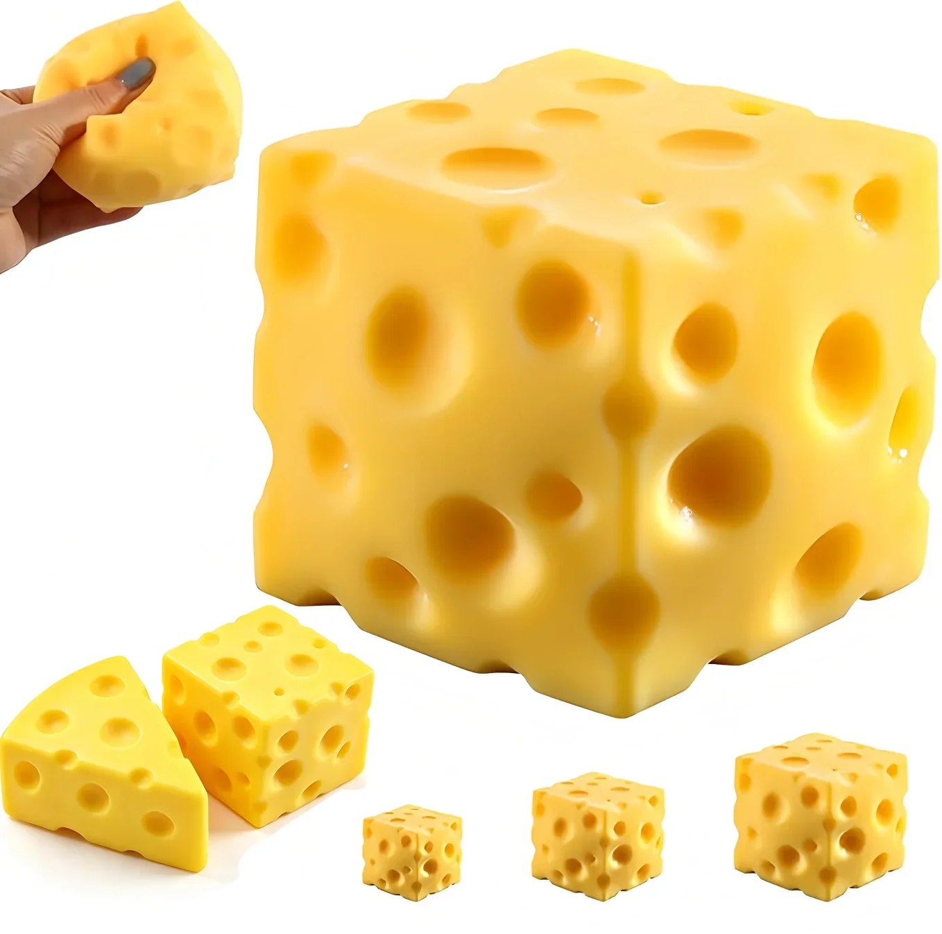 1/2/4 Pcs Cheese Squeeze Toy Yellow Stress Cube Fidget Toys Cheese Stress Balls Relief for Adults Easter Party Favors Gift