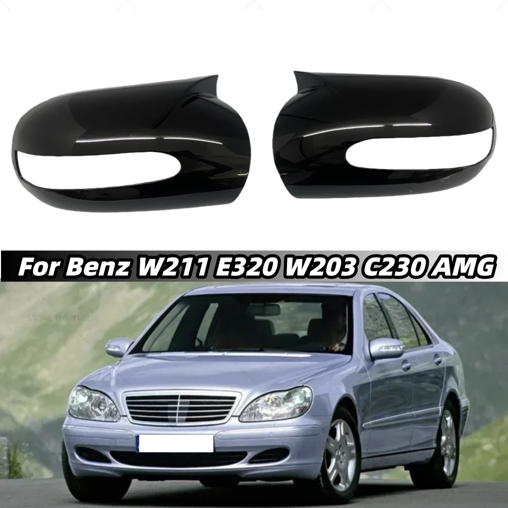 

Глянцевый черный/углеродное волокно, боковое зеркало заднего вида для автомобиля Mercedes-Benz E-Class C-Class W211 W203 AMG 2001-2007 OX Horn