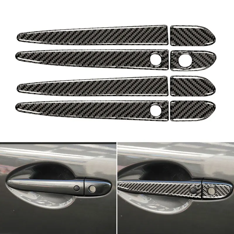 8pcs Real Carbon Fiber Car Styling Exterior Door Pull Handle Cover Protective Trim For Mazda CX-5 CX5 CX 5 2017 2018