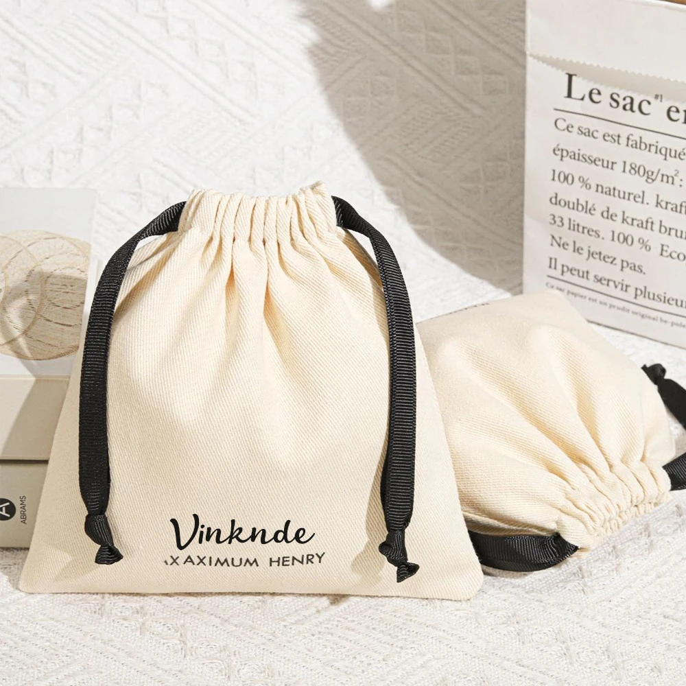 

50 шт., ювелирные изделия с логотипом, толстая хлопковая сумка, холст, муслиновая лента на шнурке, косметическая сумка для духов, подарочный карман, свадебные сувениры