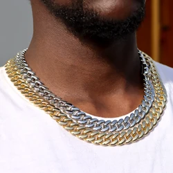 13mm Men Women Minimalist Gold Color Cuban Link Chain Necklace Bling Bling Miami Cuban Choker Necklace Hip Hop Jewelry Wholesale