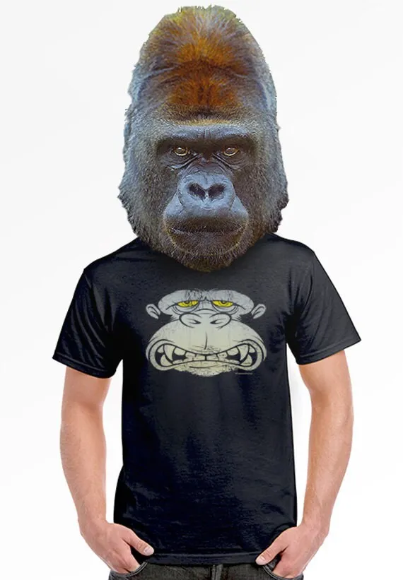 Gorilla Print T Shirt Funny Ape On A Shirts For Guys Hairy Gift Men Party Animal Lovers Monkey Chimp Fans Of King Kong