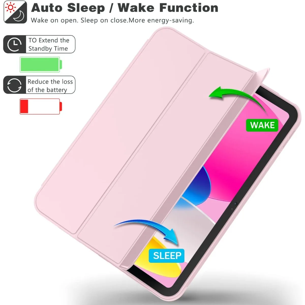 Capa para iPad (A16)/estojo para iPad de 10a geração [11 polegadas 2025/10,9 polegadas 2022] com porta-lápis, capa com parte traseira macia, sono (rosa)