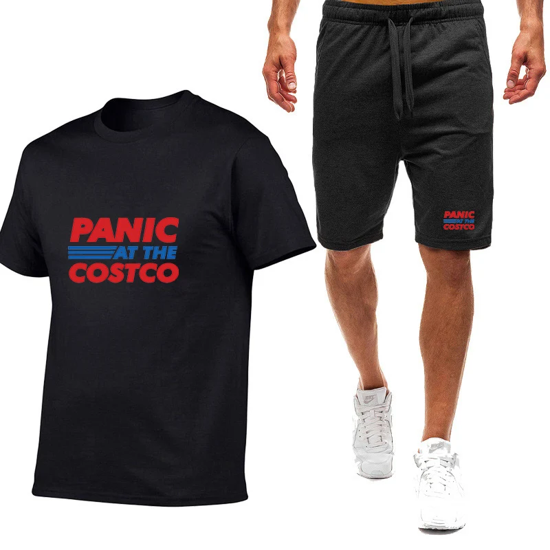 

Panic At The Costco Graphic 2025 Man's New Styl Nine Color Short Sleeved Suit Summer T-Shirt Casual Shorts 2-piece Set
