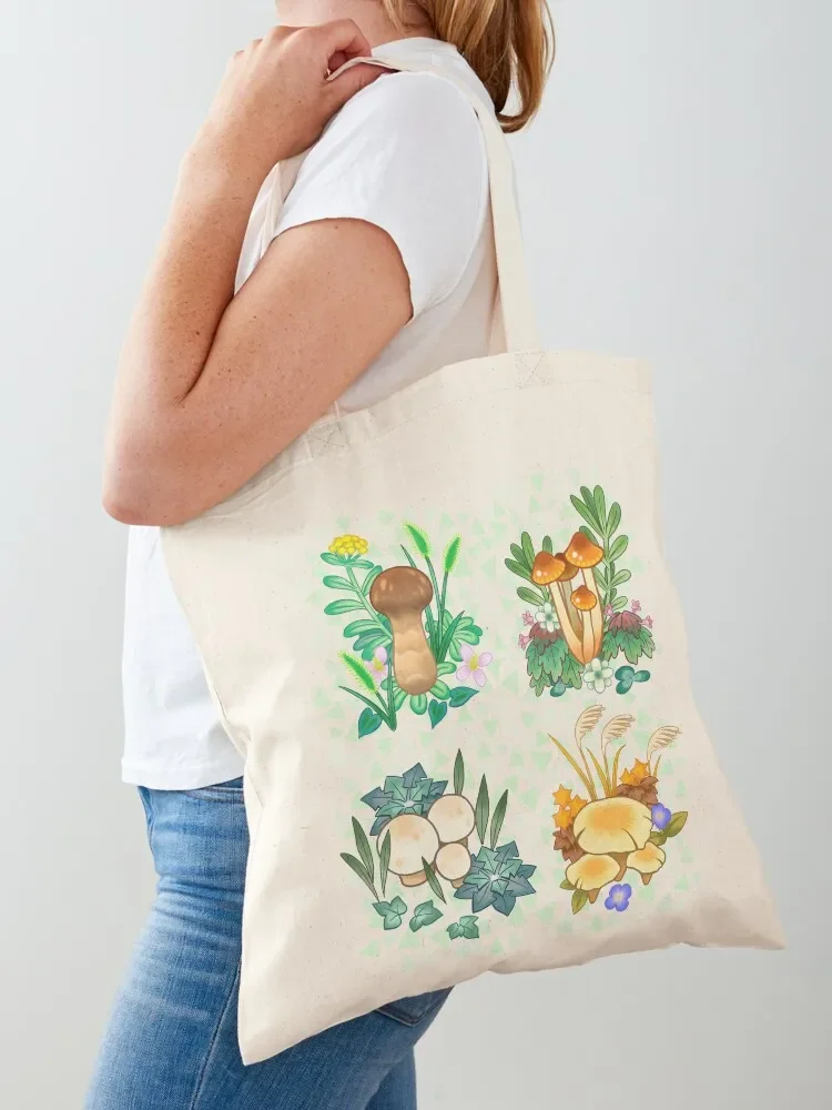 Summer Weeds & Elegant Mushroom Tote Bag shopping bag logo Woman shopper bag