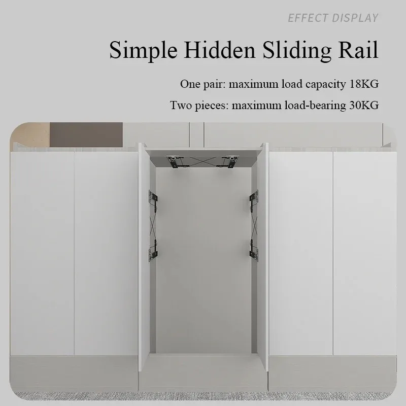 12-22 Inches Hidden Wardrobe Sliding Rail Cabinet Door Side Mounted Reverse Insertion Cabinet Slides Hinges Hardware Accessories