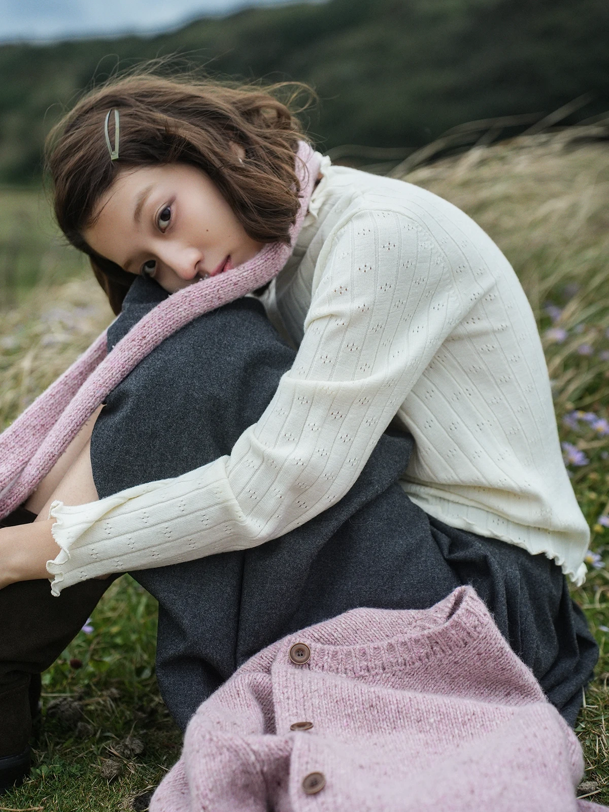 

Вязаный свитер Botanique из шерстяной смеси с длинными рукавами, ажурный, с воротником-стойкой, базовый слой, зимний модный женский приталенный топ