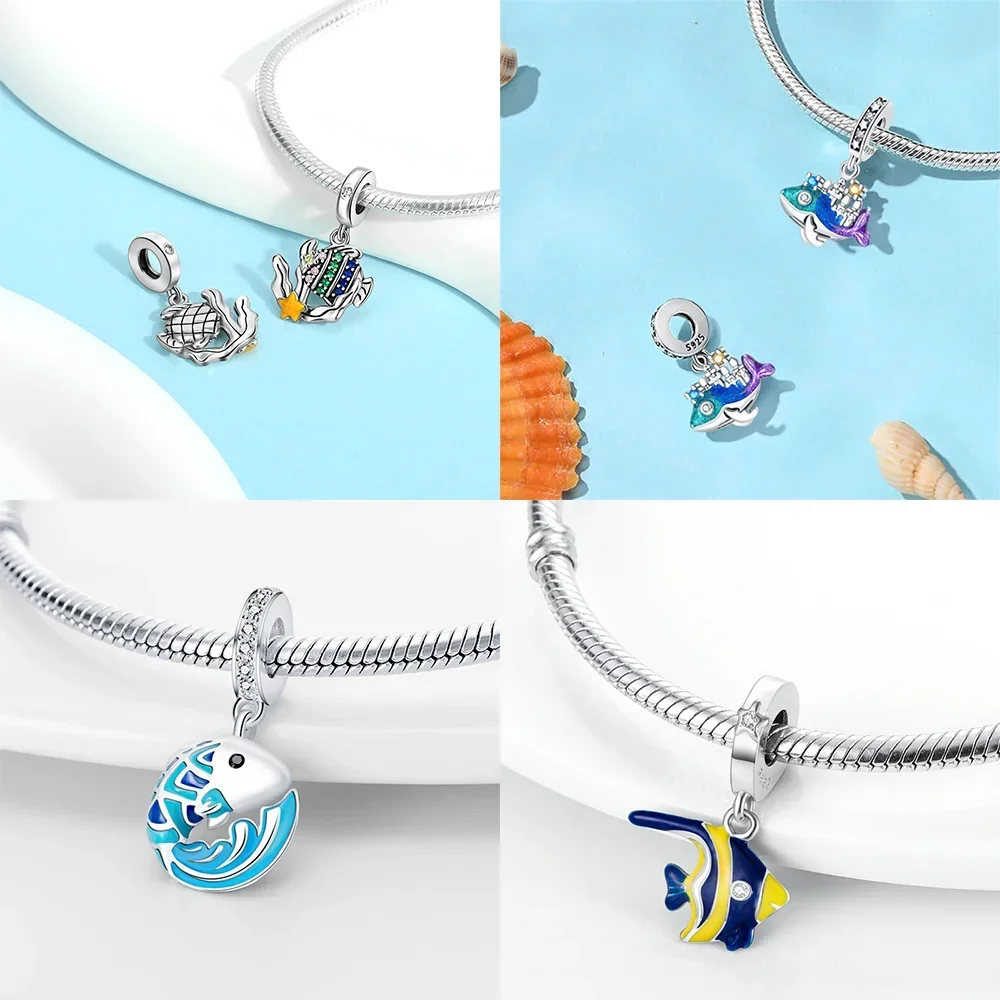 

Exquisite Pendants Woman Gift Shell Luminous Beads Crab Octopus 925 Silver Charms Fit Original Bracelet DIY Jewelry Making