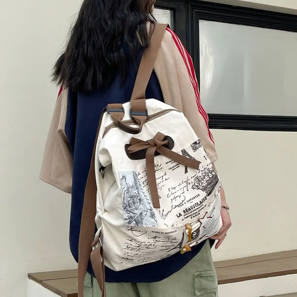 Nylon Patchwork Backpack High Capacity Multi-pocket Casual Schoolbags Wear-resisting Mochila School Bags Unisex