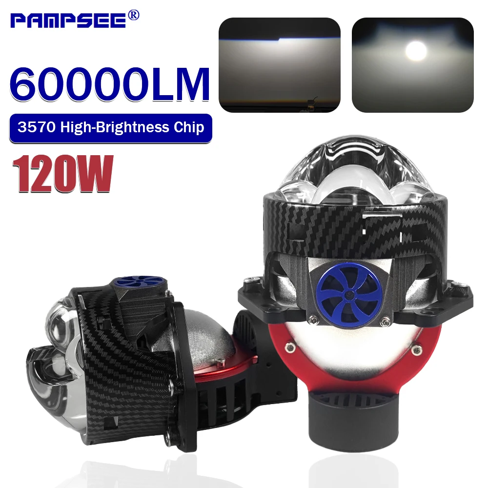 3.0 Inch Bi LED Projector Lens 60000LM High Low Beam H4 H7 HB3 9005 HB4 9006 Universal Car Headlight Retrofit Accessories