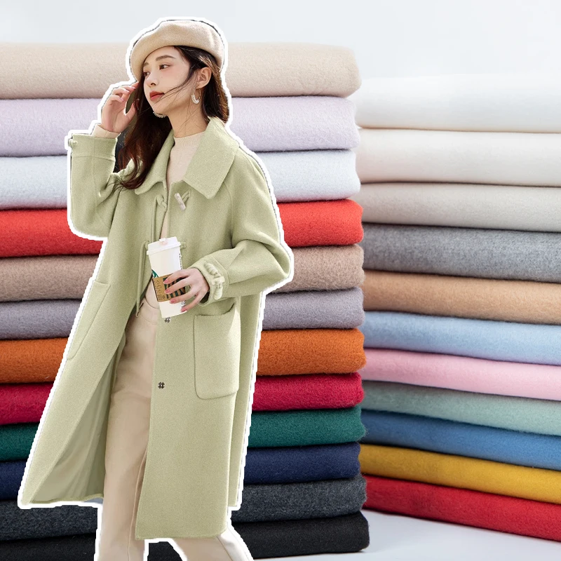 Autumn Winter Thickened Double-sided Brushed Cashmere Imitation Woolen Fabric Solid Color DIY Coat Clothing Fabric