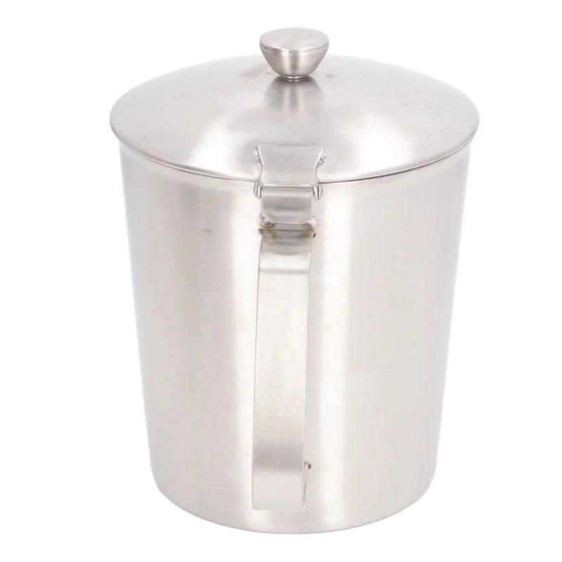 Thick 304 Stainless Steel Measuring Cup With Marking Handle Lid For Milk Frothing Latte Art
