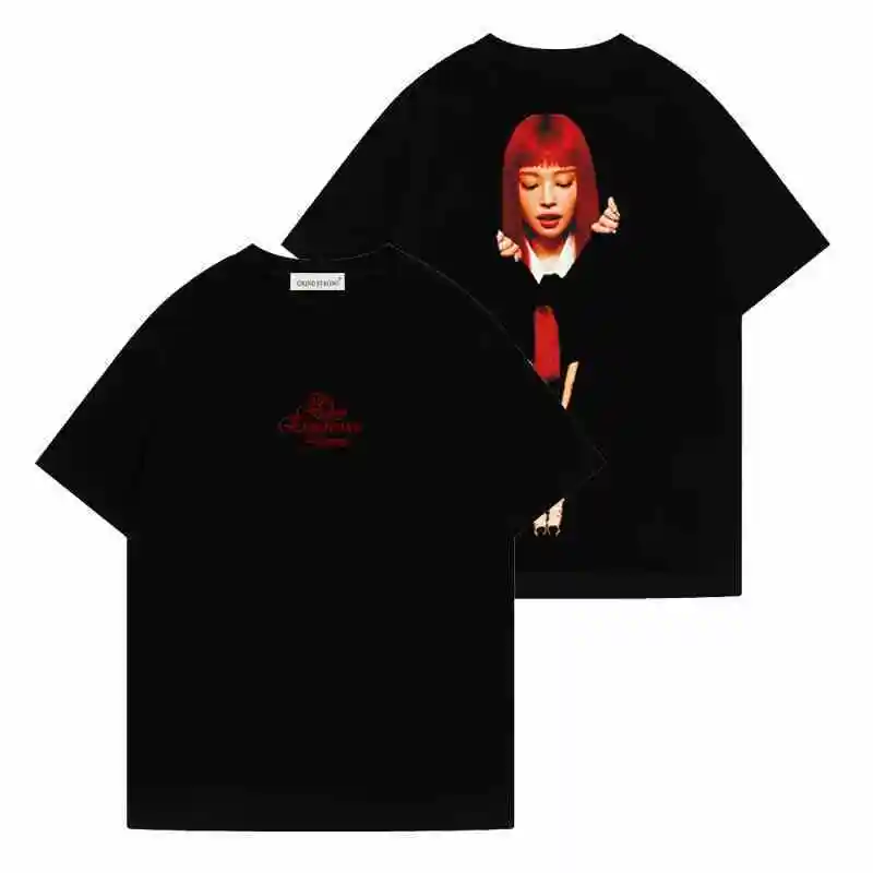 تي شيرت Kpop Jennie Album Ruby Series تي شيرت مطبوع تي شيرت ملابس الصيف المشجعين تي شيرت بأكمام قصيرة ملابس عصرية للنساء #4