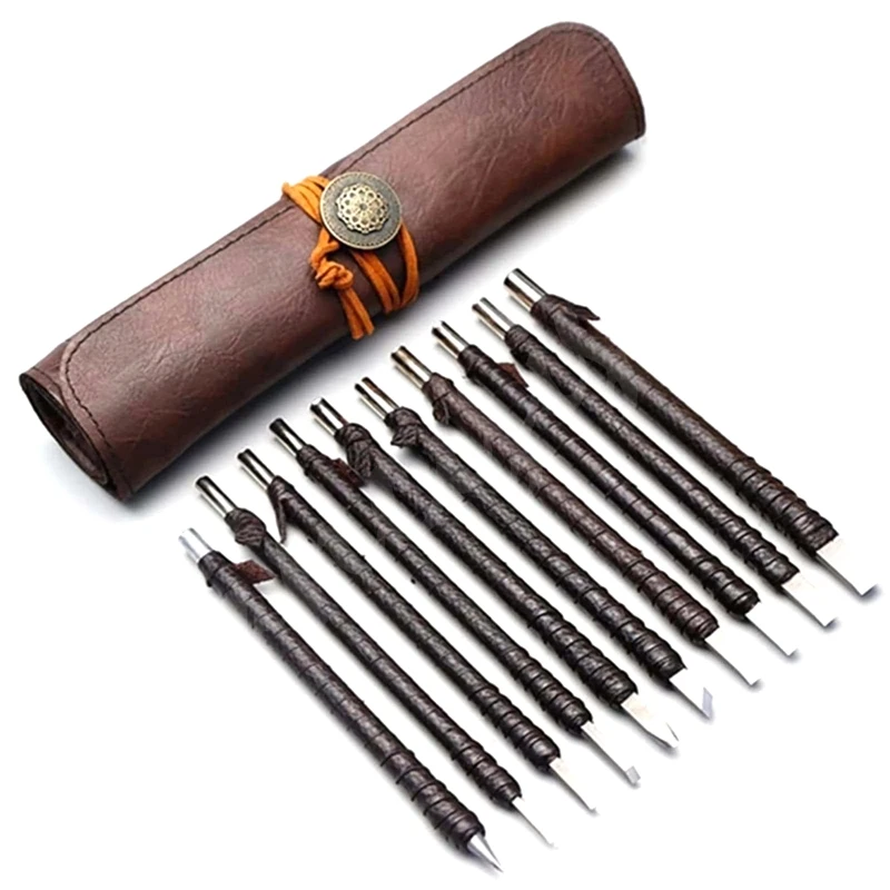 10 PCS Stone Carving Tool Sets Tungsten Steel Carving Kit For Soft Limestone Alabaster Stone Wood