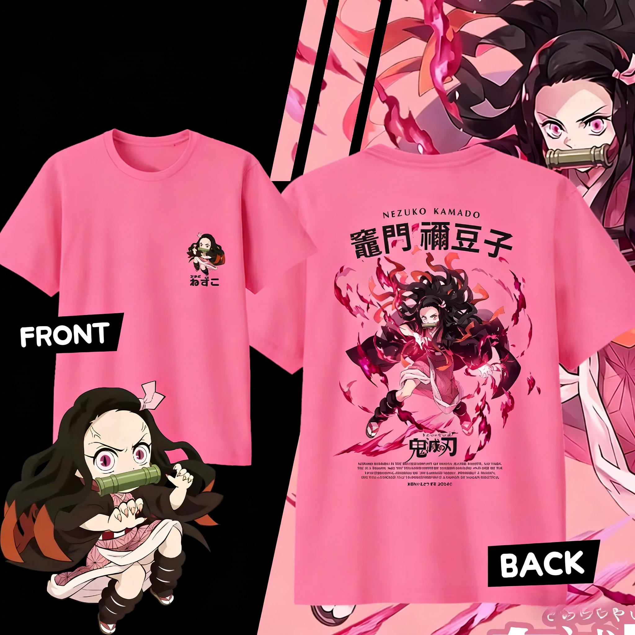 Demon Slayer Kamado Nezuko T-Shirt aus reiner Baumwolle für den Sommer 2026, modisches, lässiges Cosplay-Kurzarm-T-Shirt für Kinder/Herren/Damen