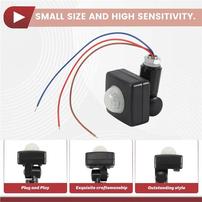 [NEWA64Z!】 AC85-265V IP65 Motion Sensor Adjustable PIR Switch Ultrathin LED Light PIR Outdoor Motion Sensor Detector