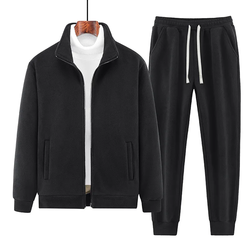 Winter Herren Woll-Hoodie-Hosen-Set, Plüsch Verdickter Warmer und Winddichter Sportanzug Herren Winter Plüsch-Hoodie Trainingsanzug 2-teiliges Set – Detail 7