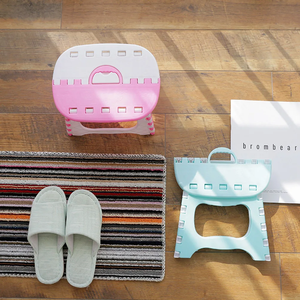 Folding Step Stool Portable Plastic Stool For Adults Lightweight Footrest For Fishing Bathing Outdoor Indoor Use Pink