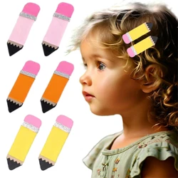 ncmama Back To School Pencil Hair Clips for Women Girls Exquisite Pen Hairpin Barrettes Student Stationery Headwear Accessories