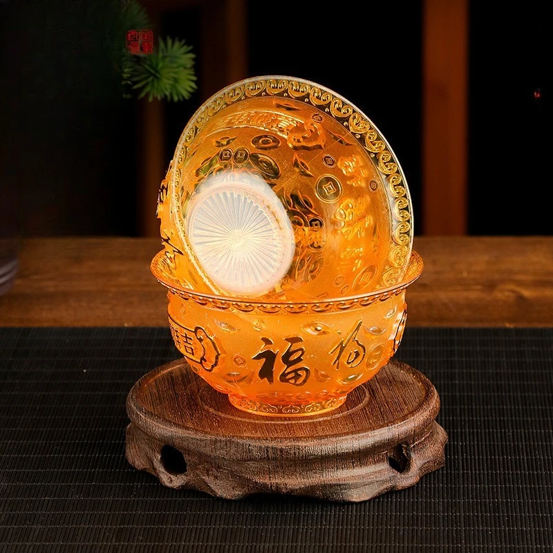 Cz offering plate thickened hot stamping plastic water crystal ingot offering cup offering bowl wine teapot suit complete