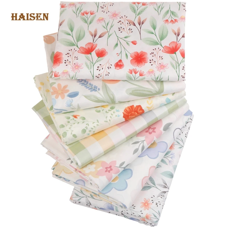 

Haisen,Floral 100% Cotton Twill Fabric Set For Quilting&Sewing Crafts Patchwork Handmade DIY Cloth Set Material 7Pcs/Lot 40x50cm