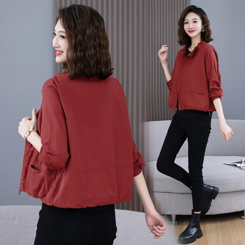 Señoras ort Casual ropa de abrigo suelta primavera otoño 2023 nuevo Sle rompevientos Jaet cierre de cremallera largo Sve fibra de poliéster