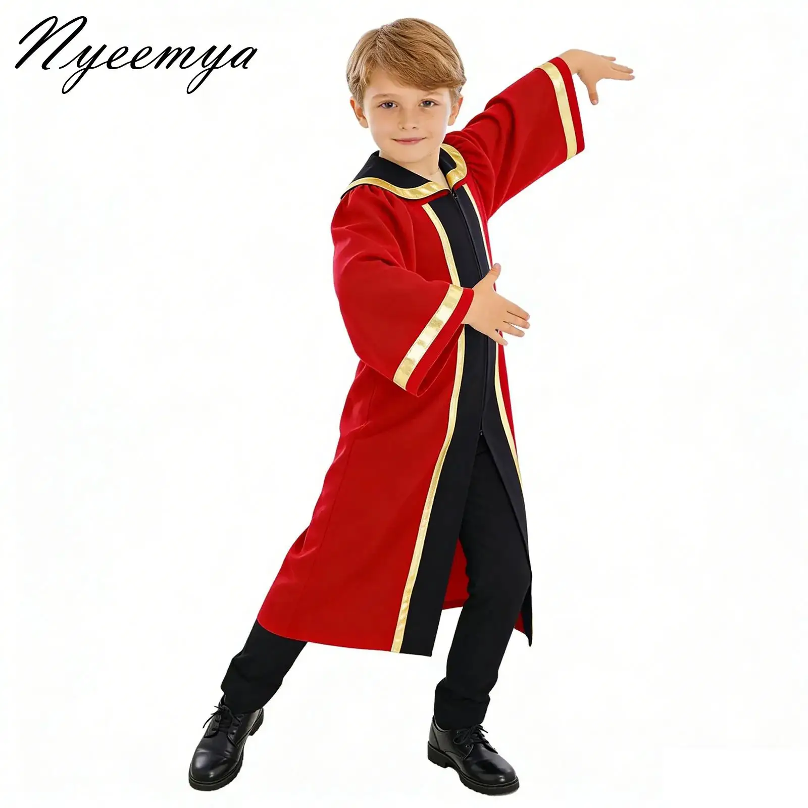 

Christian Priest Performance Theme Party Costume for Boys Girls Worship Praise Dance Costume Metallic Pleated Grown Choir Robe