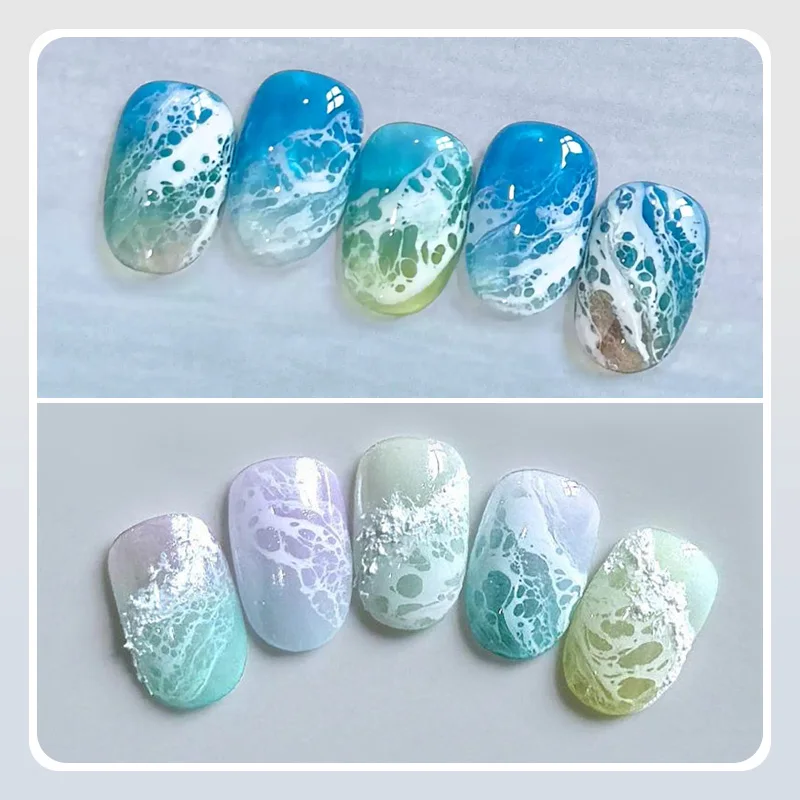 BORN PRETTY 10ml Ocean Wave Gel Smalto per unghie Bianco Acquerello Nail Poke Lace Hollow Gradient Vernice Soak Off Nail Art Design
