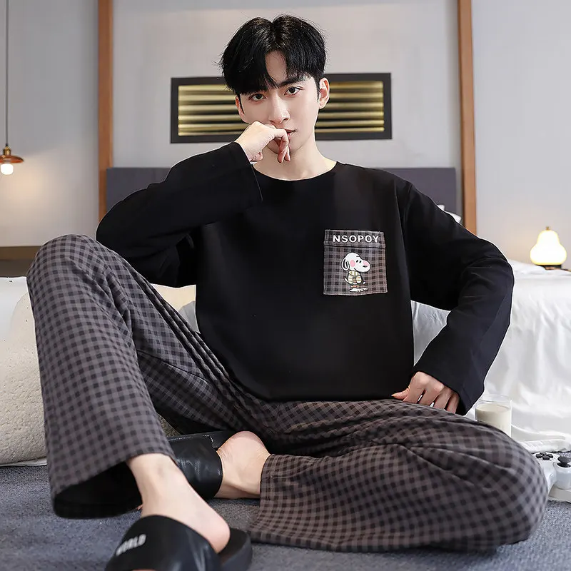 men's-pure-cotton-long-sve-spwear-set-large-size-comfortable-home-clothes-spring-autumn-winter-casual-faion