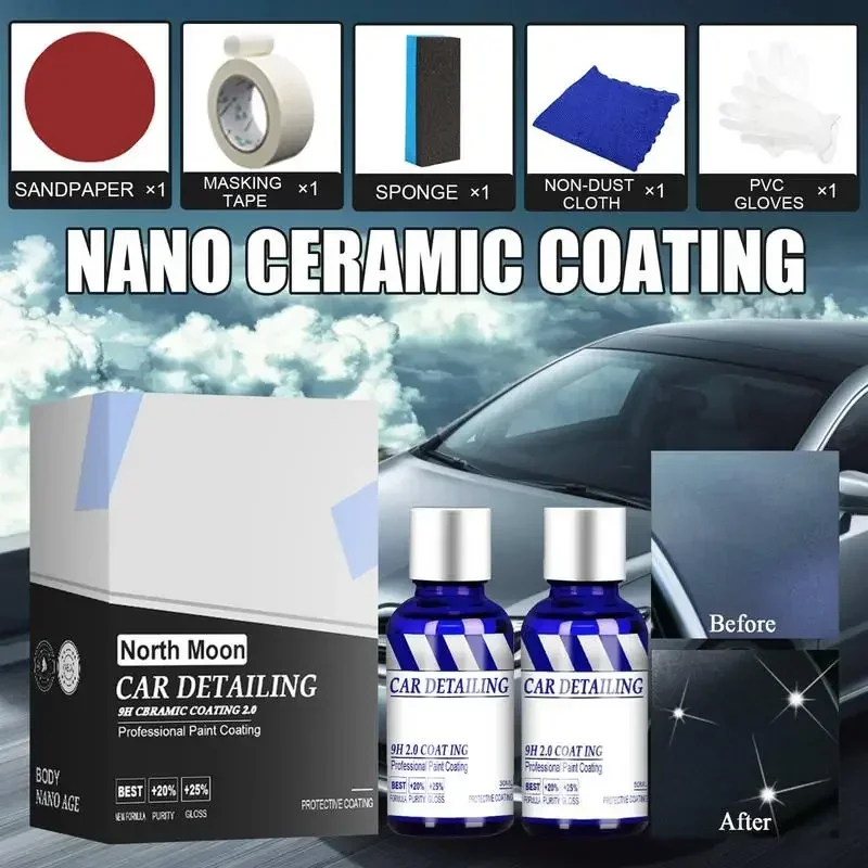 

Car Nano Coating Agent Ceramic Coating Kit Anti-Scratch Hydrophobic Polishing Waterproof Long Lasting Car Polishing
