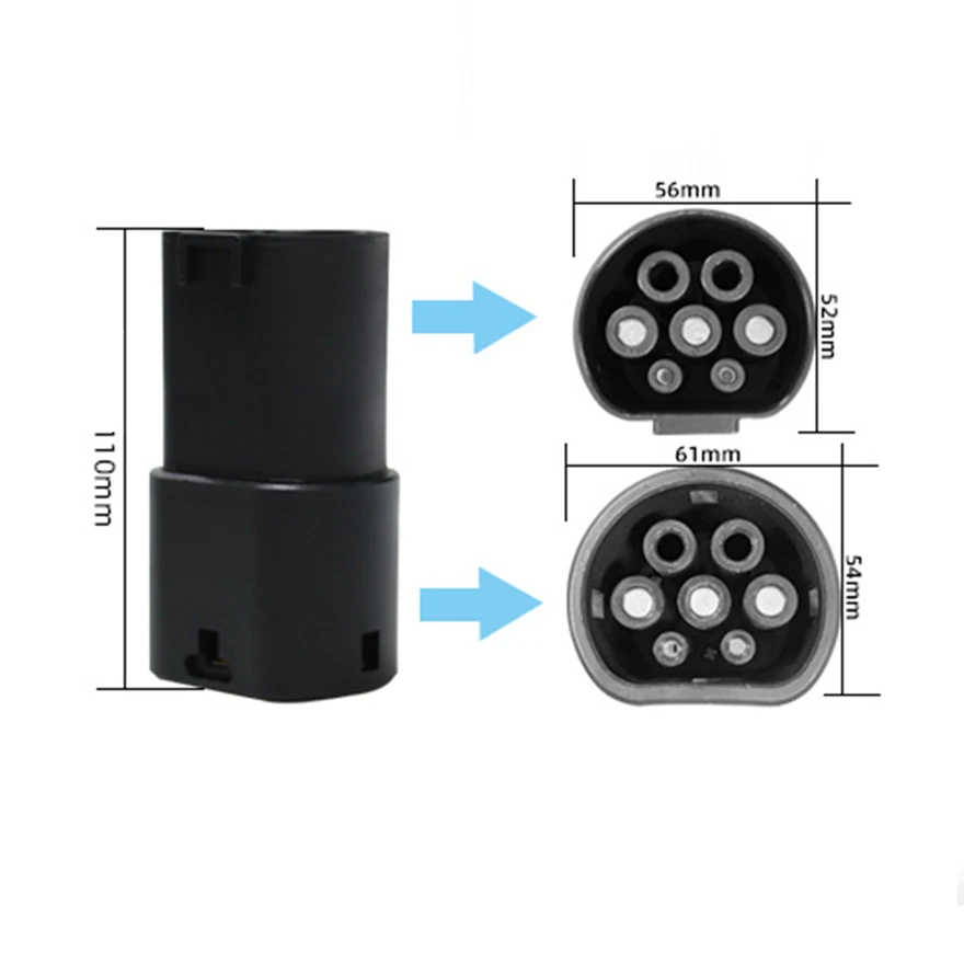 GBT to Type 2 Connector AC Female Charging Cable converter 1 phase 16A 32A 3.5KW 7KW Electric Car vehicle Adapter