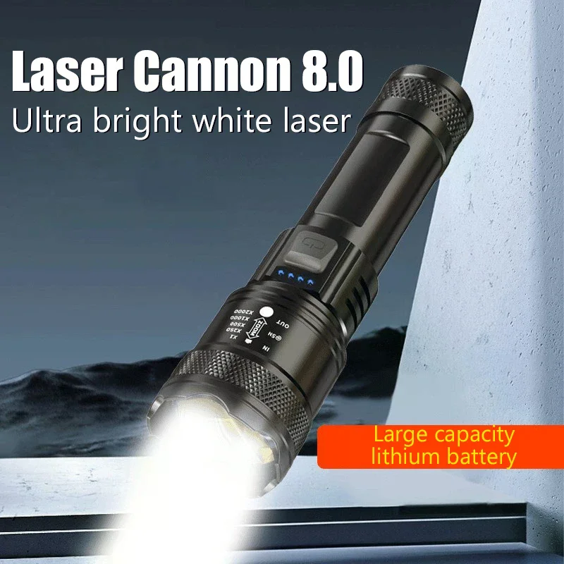 Ultra Strong Light Can Charge Mobile Phone Flashlight Outdoor Patrol Focusing Zoom Waterproof Strong Endurance Flashlight