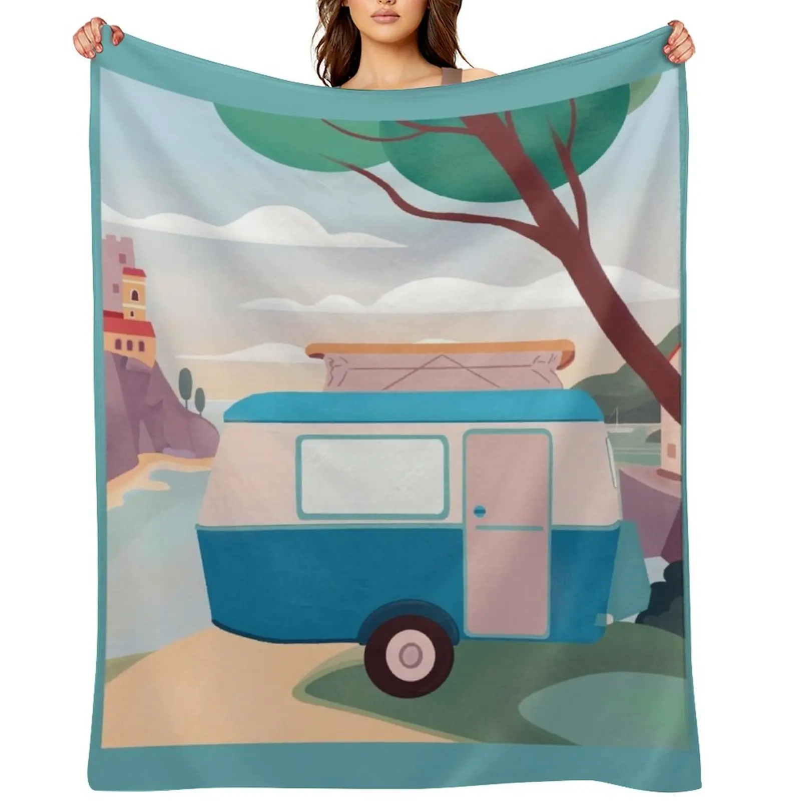 

Vintage Caravan by the Sea Throw Blanket Luxury Decorative Throw Decorative Sofa for winter Blankets