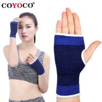 1 PC COYOCO Wristband with Palm Support  Knit Warming Wrist Protector  Blue Sports Brace