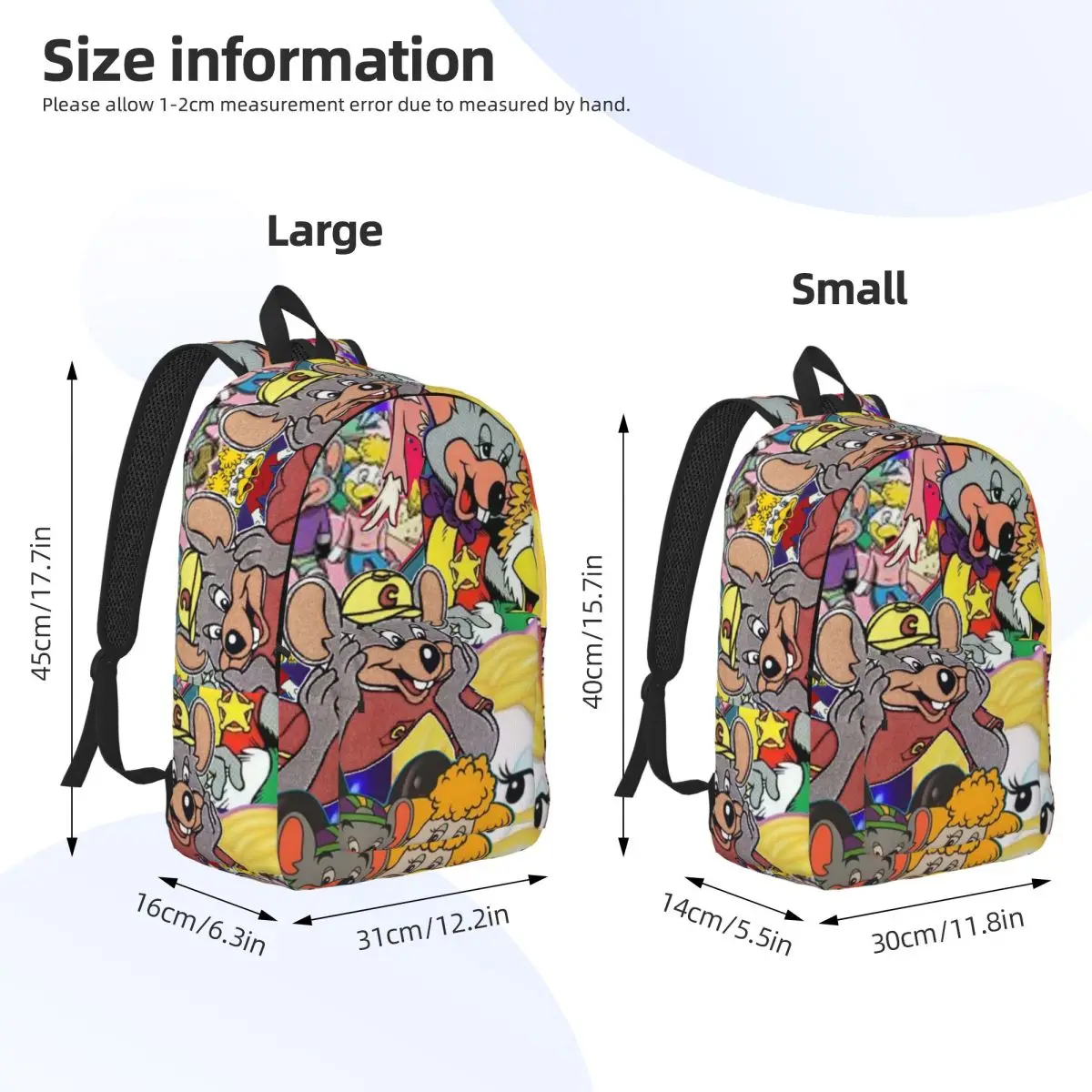 Chuck E Cheese Backpack Student BookBag Kids School Bag Computer Shoulder Bags for Boys Girls