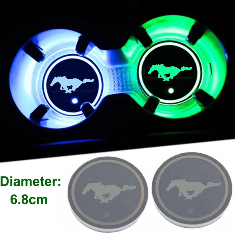 

1Set Led Car Cup Holder Logo Light USB Luminous Coaster For Ford Mustang GT 2020 2019 2018 2017 2016 SHELBY ST LINE STLINE Mk3