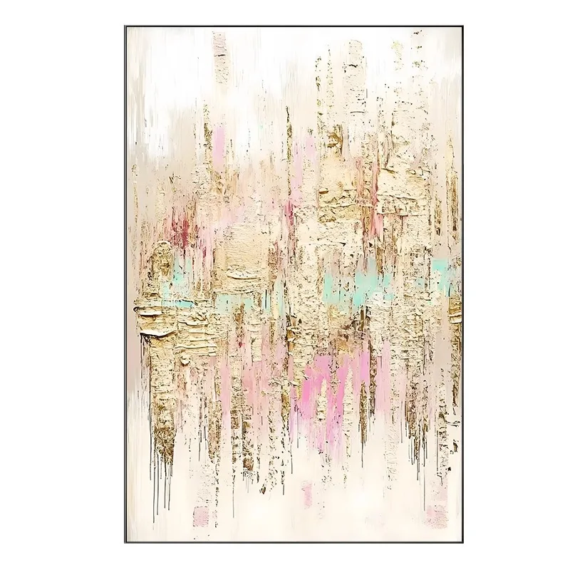 

Soft decoration model room hanging paintings abstract color gold leaf hotel decoration