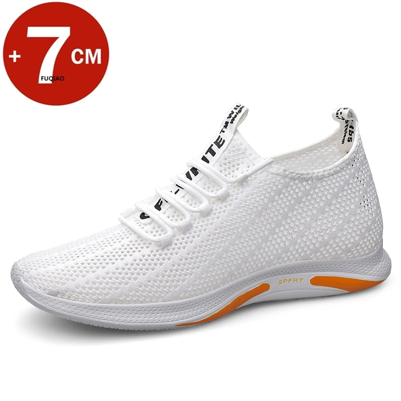 Summer Men Elevator Shoes Breathable Hollow Out Height Increase Sneakers Men Shoes Hidden 7cm Outdoor Leisure Taller Shoes