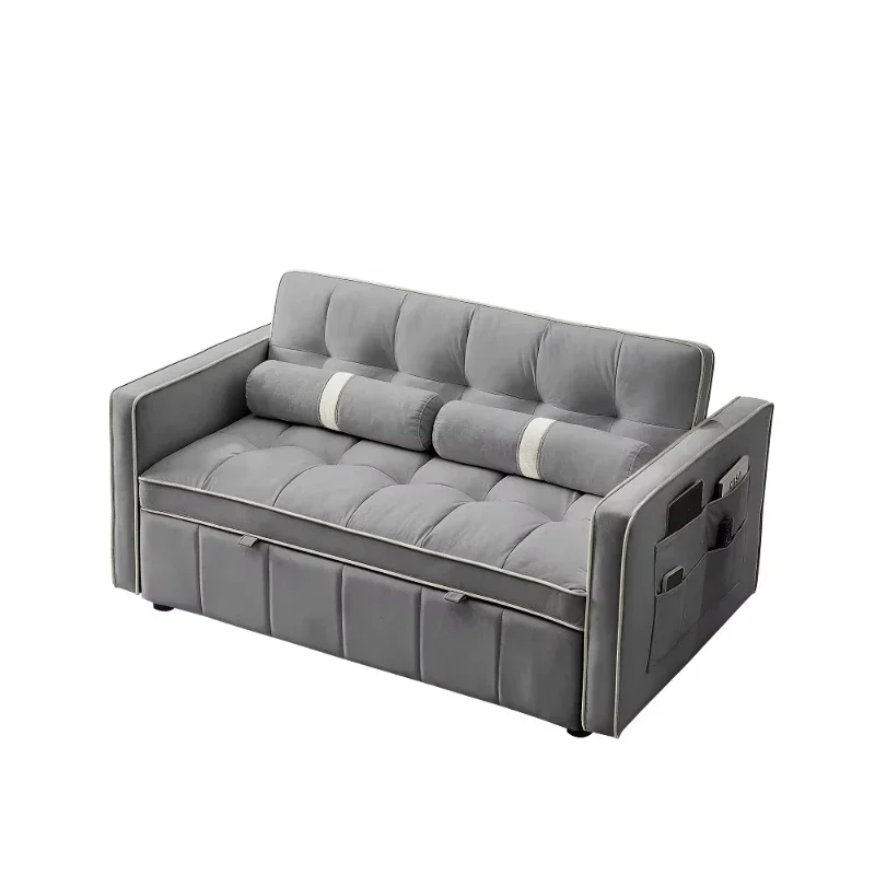 

Pull-out sleeper sofa bed 2-seater sofa with side pockets in velvet