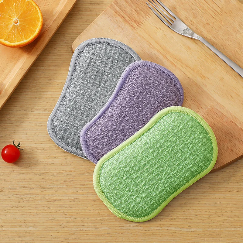 3Pk/5Pk Microfiber Sponge Cleaning Pads, Thickened Sponge, Waffle Fabric Sponge Cleaning Pads, Super Absorbent, Double-Sided Design for Powerful Stain Removal, Kitchen Cleaning Sponge, Friction Sponge, Dishwashing Kitchen Cleaning Cloth, Lint-Free Double-Sided Dishwashing Sponge, Double-Sided Thickened Figure-Eight Cleaning Sponge, Used for Scrubbing Dishes and Cookware