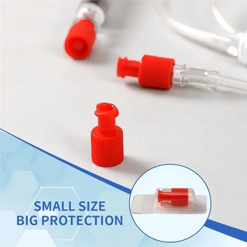 100Pcs A03F-Dual Function Luer Lock Caps for Male/Female Connectors Luer Sterile Stopper Red Closing Cone Syringe Tips Syrinx
