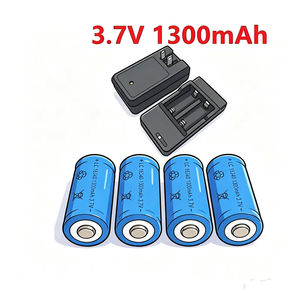 16340 CR123A Li-ion Rechargeable Batteries For LED Flashlight Laser pen For 16340 CR123A 3.7V 1300mAh Battery