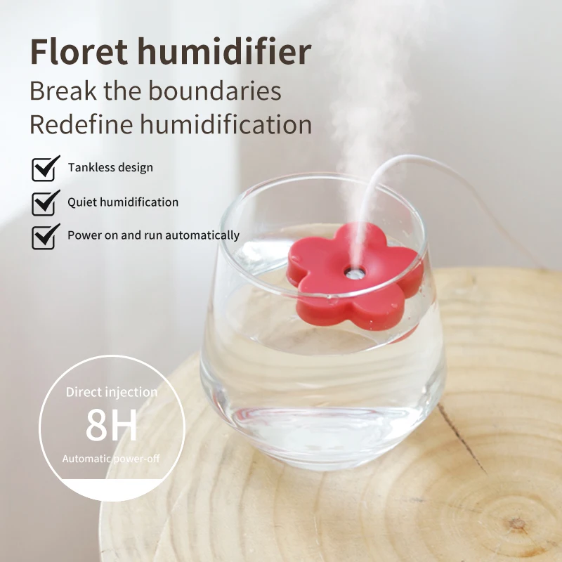 Portable Mini USB with Filter Flower Humidifier Bottle Aroma Diffuser Mist Maker Cool Mist Air Humidifier For Home Office Room